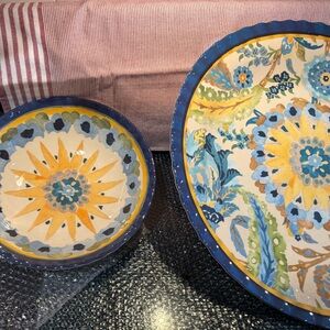 New Pottery Barn Large Cabo Indoor/Outdoor Melamine Serving Bowl,  Blue